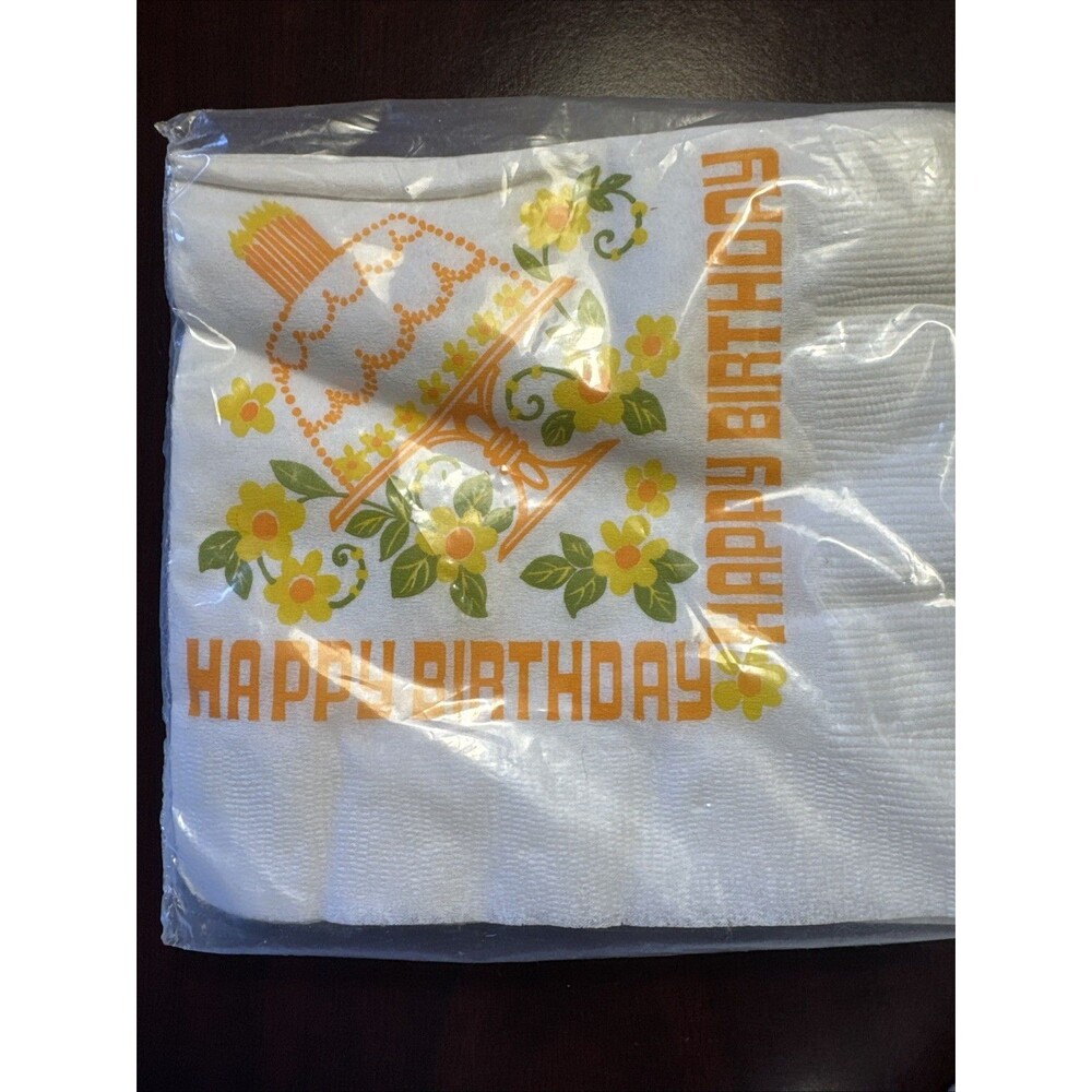Vintage Rust Craft Greeting Brownie Beverage Drink Happy Birthday Napkin 20 Pack